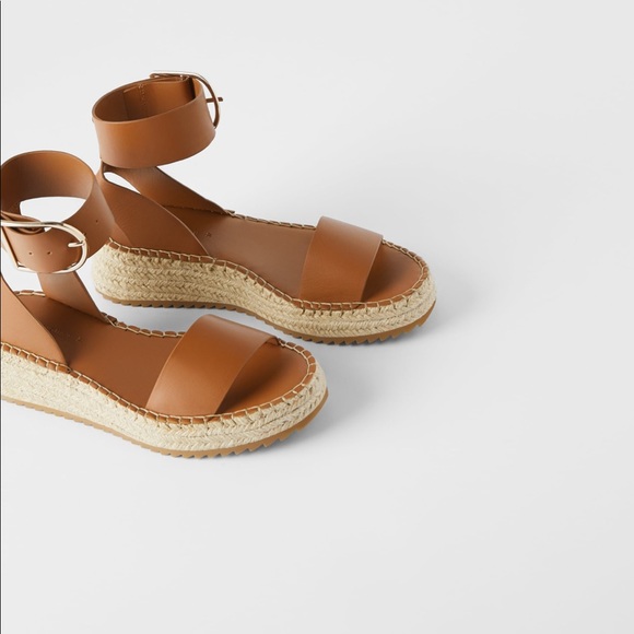 zara leather mini wedges with ankle strap